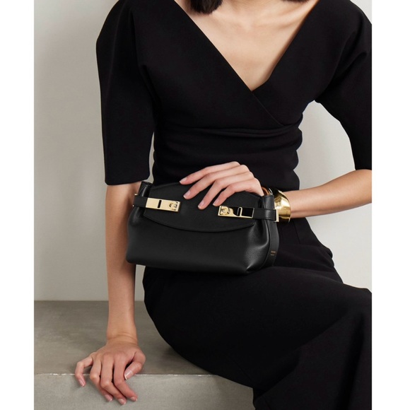Ferragamo Hug Pouch bag in black and gold hardware - Picture 9 of 11